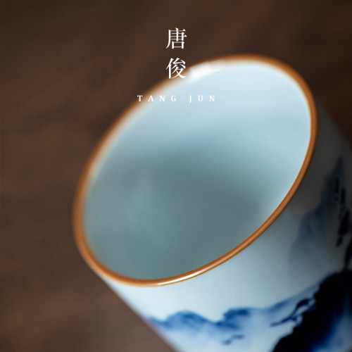茶盃套裝手繪釉下彩青花瓷國潮伴手禮陶瓷主人盃禮盒盃子功夫茶具