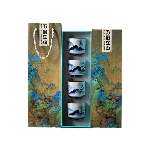 茶盃套裝手繪釉下彩青花瓷國潮伴手禮陶瓷主人盃禮盒盃子功夫茶具