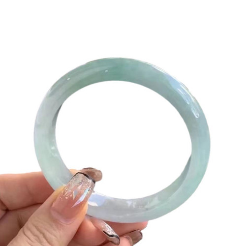 輕奢冰透翡翠玉手鐲女冰種緬甸老坑玉石禮晴水淺綠玉鐲子送禮禮品