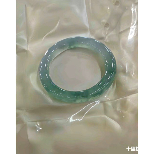天然緬甸冰種翡翠玉手鐲正品女款玉石正圈圓條A貨飄花玉鐲子晴水