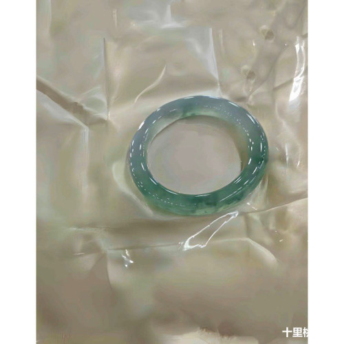 天然緬甸冰種翡翠玉手鐲正品女款玉石正圈圓條A貨飄花玉鐲子晴水