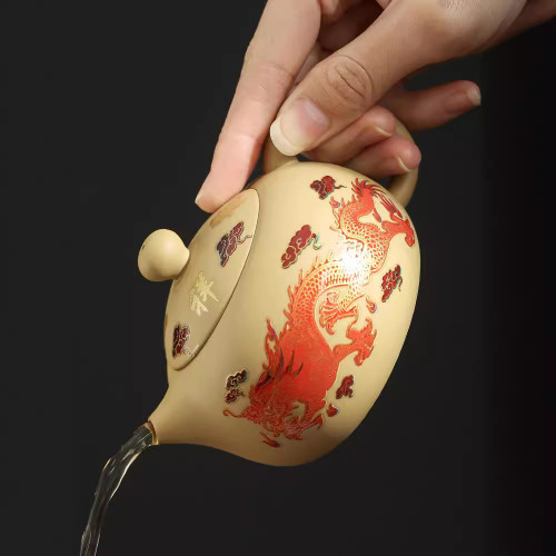 變色黃泥紫砂壺泡茶壺龍鳳功夫茶具套裝家用大小容量西施壺鳳鳴壺