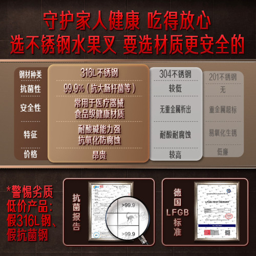 SSGP 蛋糕叉子高級感家用加厚果簽 甜品叉套裝316L不鏽鋼水果叉