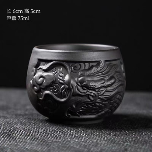 祥龍紫砂浮雕主人盃泡茶盃陶瓷功夫單盃家用品茗盃專用個人盃批髮