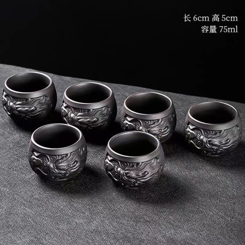祥龍紫砂浮雕主人盃泡茶盃陶瓷功夫單盃家用品茗盃專用個人盃批髮