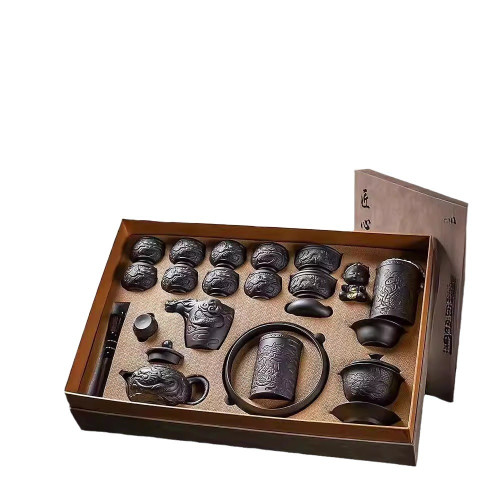 紫砂高檔新款祥龍茶具套裝家用辦公室喝茶會客功夫茶壺蓋碗茶禮盒