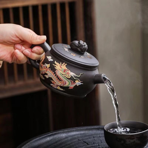 原鑛紫陶紫砂壺鳳鳴壺龍鳳變色茶壺單壺西施壺功夫茶具家用泡茶壺