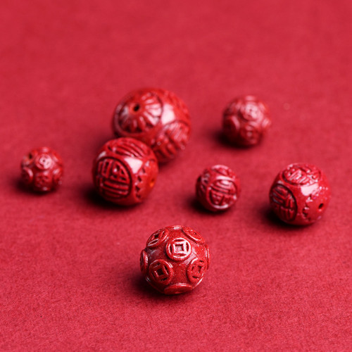 久雅水晶 原鑛高含量紫金砂福字散珠 紫砂硃砂銅錢圓珠 廠家直銷