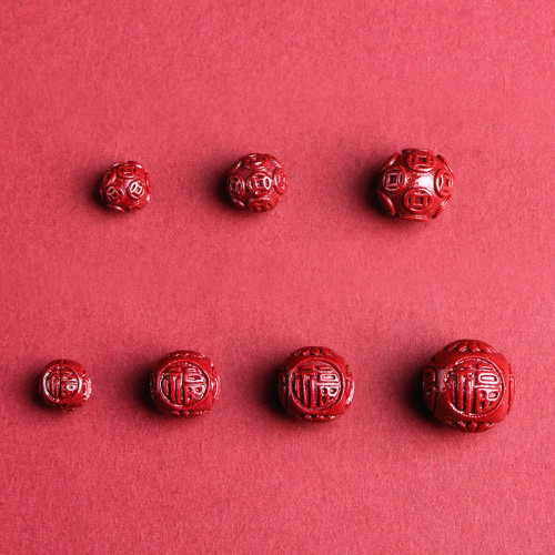 久雅水晶 原鑛高含量紫金砂福字散珠 紫砂硃砂銅錢圓珠 廠家直銷