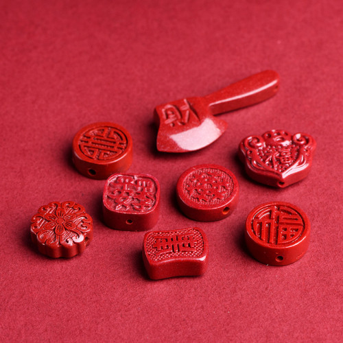 久雅水晶 原鑛高含量紫金砂福字 紫砂斧子硃砂平安鎖配件 批髮