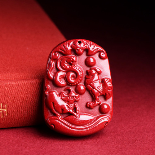 久雅水晶 原鑛紫金砂生肖吊墜 高含量 紫砂三合生肖守護神墜子