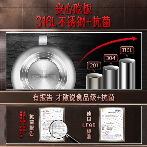 SSGP 寶寶雙耳湯碗家用防燙兒童碗喫飯碗帶手柄帶蓋316L不鏽鋼碗