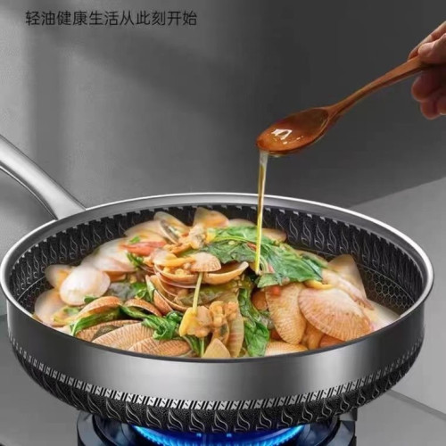 316不鏽鋼雙面加厚平底鍋不粘鍋無塗層牛排煎鍋家用電磁爐燃氣灶