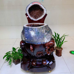 天然紫水晶洞擺件烏拉圭聚寶盆錢袋子消磁原石擺件辦公室高檔禮品