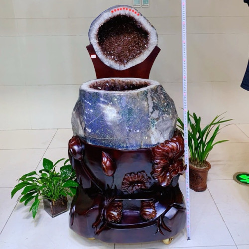 天然紫水晶洞擺件烏拉圭聚寶盆錢袋子消磁原石擺件辦公室高檔禮品