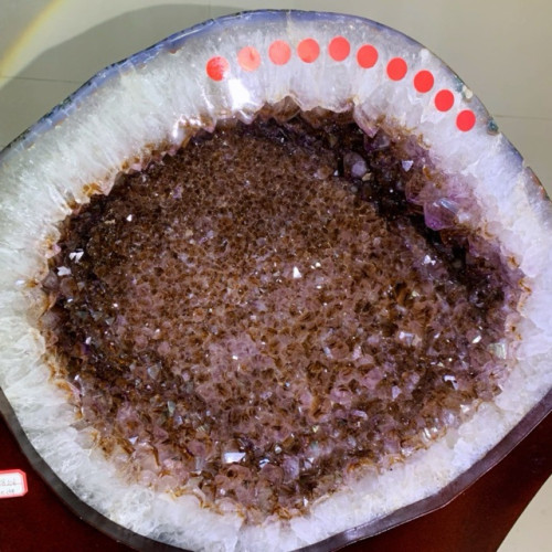 天然紫水晶洞擺件烏拉圭聚寶盆錢袋子消磁原石擺件辦公室高檔禮品