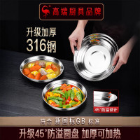 三四鋼®碟子食品接觸級防溢加大加深圓盤子 家用316不鏽鋼餐盤