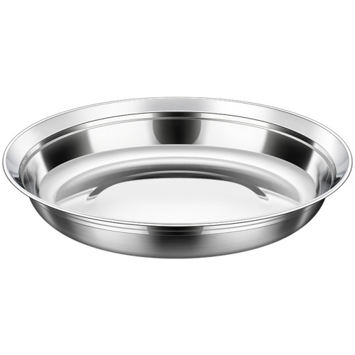 三四鋼®碟子食品接觸級防溢加大加深圓盤子 家用316不鏽鋼餐盤