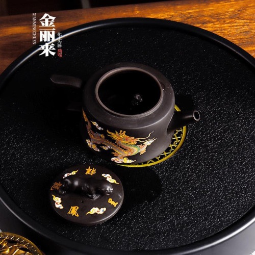 原鑛手工變色紫砂壺鳳鳴壺臥虎藏龍泡茶壺西施壺變色石瓢廠家批髮
