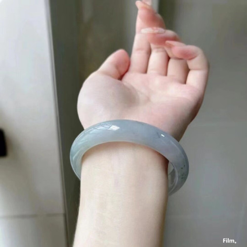 冰種老坑翡翠手鐲天然緬甸翡翠色玉手鐲女正圈貴妃鐲淺綠玉石鐲子
