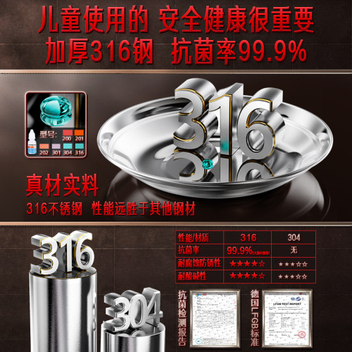 SSGP 磐子家用食品級寶寶喫飯小圓磐 餐具加厚316不鏽鋼兒童餐磐
