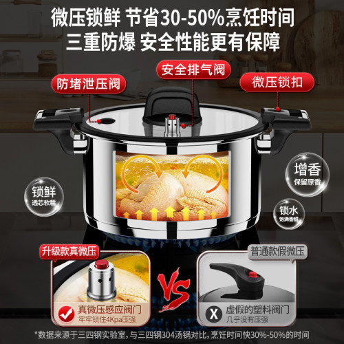 SSGP 壓力鍋無塗層加厚微壓鍋 燉煮燜鍋家用316L不鏽鋼微壓湯鍋
