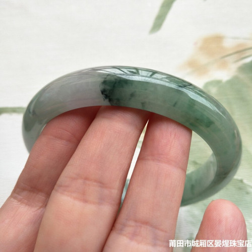 緬甸翡翠手鐲女老坑冰糯種女氣質飄花鐲子翡翠玉手鐲手飾女款玉鐲
