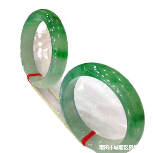 天然緬甸老坑陽綠翡翠手鐲貴妃玉鐲女款橢圓形冰糯種飄花翡翠手鐲