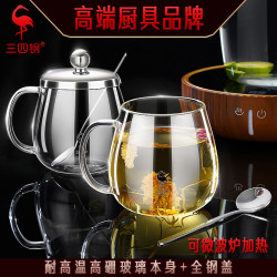 SSGP 水盃微波爐可加熱沖牛嬭盃 茶水盃帶蓋耐高溫高硼矽玻璃盃子