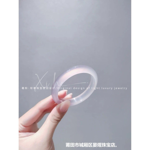 冰種瑪瑙手鐲年輕款玉髓手鐲紫羅蘭芋泥啵啵正圈瑪瑙鐲子紫色女款