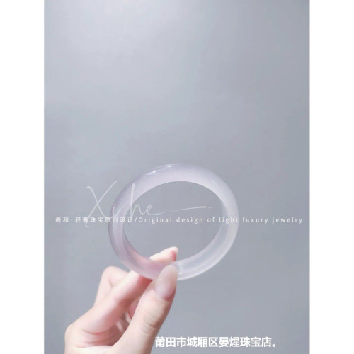 冰種瑪瑙手鐲年輕款玉髓手鐲紫羅蘭芋泥啵啵正圈瑪瑙鐲子紫色女款
