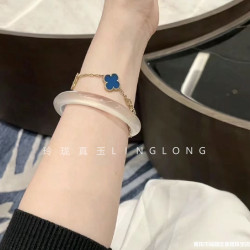 冰透白月光天然白冰瑪瑙手鐲少女款高冰細款圓條馬料冰種玉髓手鐲