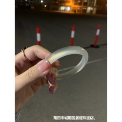 正品天然瑪瑙手鐲白月光高冰種馬料荔枝凍玉髓鐲子透扁條閨蜜禮物