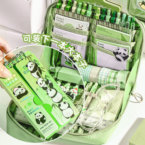 12層熊貓筆袋批髮筆簾小學生開學禮物收納筆包可愛卡通文具鉛筆盒