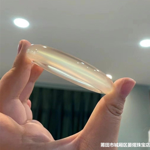 天然高冰透白月光瑪瑙手鐲玉髓手鐲香檳金馬料少女款荔枝凍手鐲女