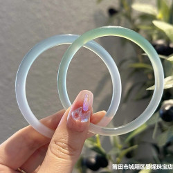 半山半水瑪瑙叮噹鐲女款遠山黛玉髓叮噹鐲飄綠細圓條瑪瑙鐲子時尚