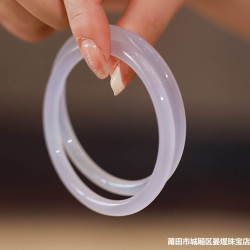 芋泥波波叮噹鐲天然瑪瑙玉髓手鐲女淡紫手鐲一對紫羅蘭色玉髓冰透