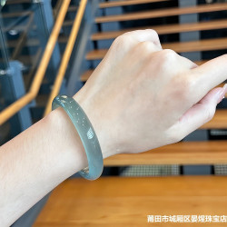 天然巴西冰種玉髓鐲子庫裡藍瑪瑙手鐲女庫裡藍扁條少女款玉髓手鐲