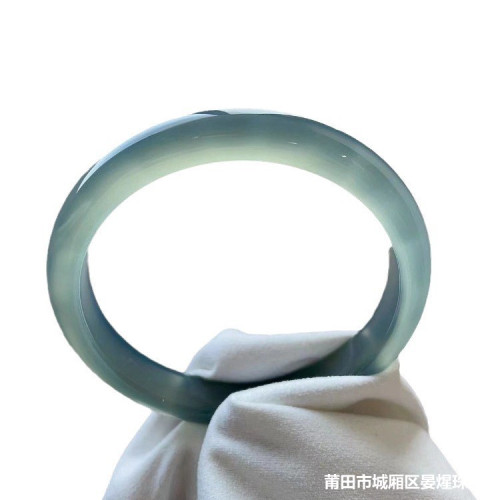 天然巴西冰種玉髓鐲子庫裡藍瑪瑙手鐲女庫裡藍扁條少女款玉髓手鐲