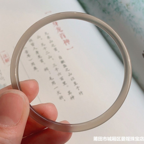 { 菸雨 }天然菸灰色瑪瑙玉髓手鐲女瑪瑙叮噹鐲波西米亞風鐲子素圈