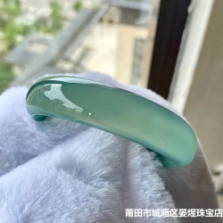 天然巴西冰種油青色瑪瑙手鐲正圈中寬油青色玉髓手鐲女款古風百搭