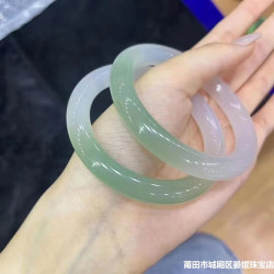 玉髓鐲子瑪瑙手鐲少女款半山半水冰透種圓條荔枝凍油青色漸變正圈