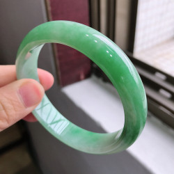 飄花甜正陽綠色玉環翡翠手鐲子冰糯種水潤器天然緬甸A貨正品女款