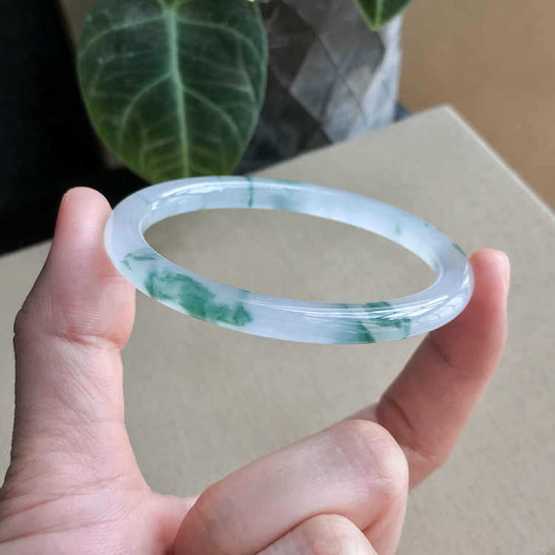 叮噹鐲玉手鐲女冰種飄花翡翠手鐲細款翡翠玉鐲女款少女細圓條玉鐲