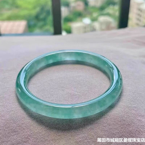 天然緬甸老坑翡翠手鐲女冰種油青色飄花美人條圓條玉石手鐲子送禮