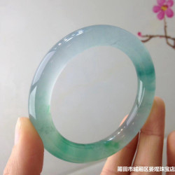 玉鐲天然緬甸冰種圓條飄花翡翠手鐲寬版玉手鐲子少女款時尚送禮物