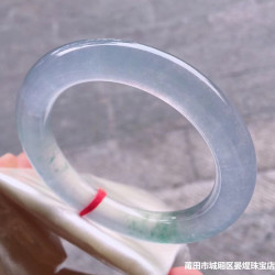 老坑冰種飄綠花圓條女款手鐲子緬甸天然翡翠手鐲春帶彩紫羅蘭飄花
