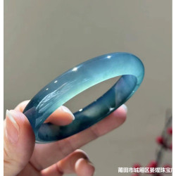 翡翠手鐲子冰種藍水底飄花正圈老坑天然緬甸翡翠玉鐲女款氣質顯白