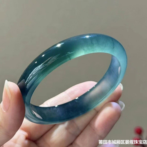翡翠手鐲子冰種藍水底飄花正圈老坑天然緬甸翡翠玉鐲女款氣質顯白