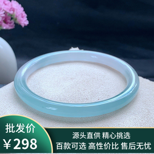 天然圓條翡翠手鐲緬甸冰種細條春彩紫羅蘭正圈玉鐲細款手鐲女包郵